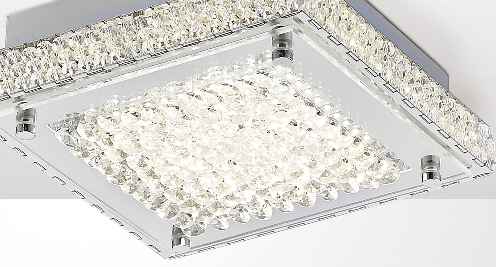 Amelia Crystal Ceiling Lights Diyas Flush Crystal Fittings